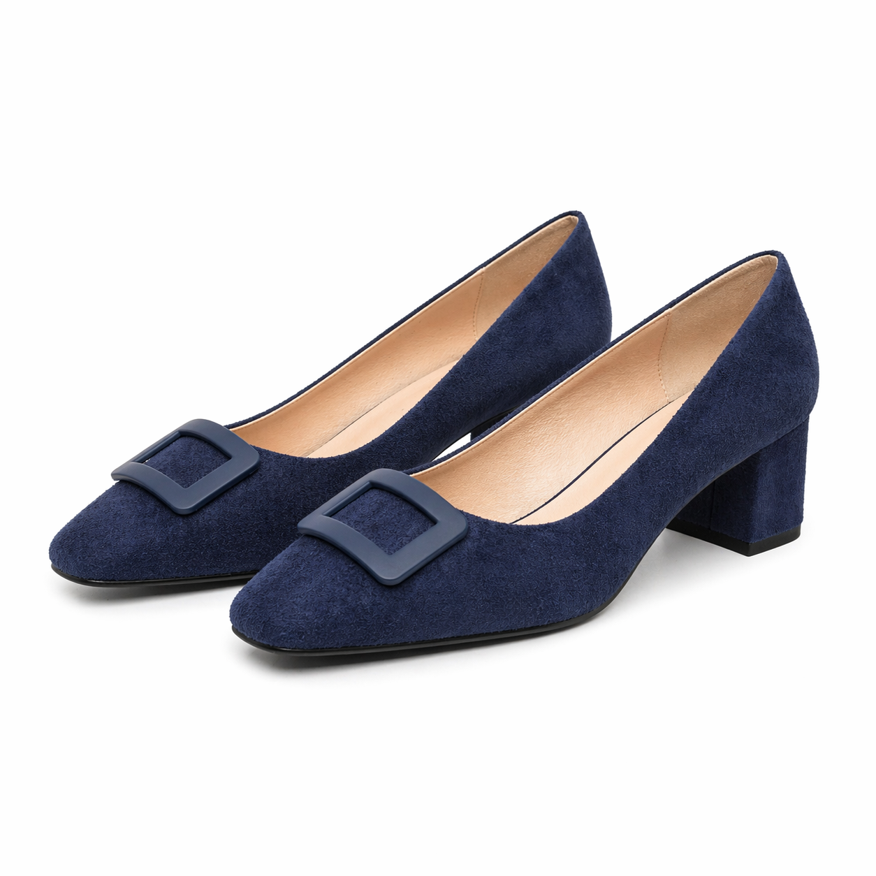 ESCARPIN A TALON CARRE _ BLEU MARINE