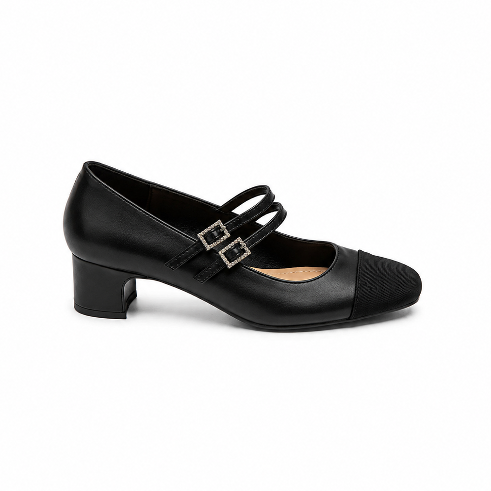 ESCARPINS CLASSIQUE TALONS CARRE _ NOIR