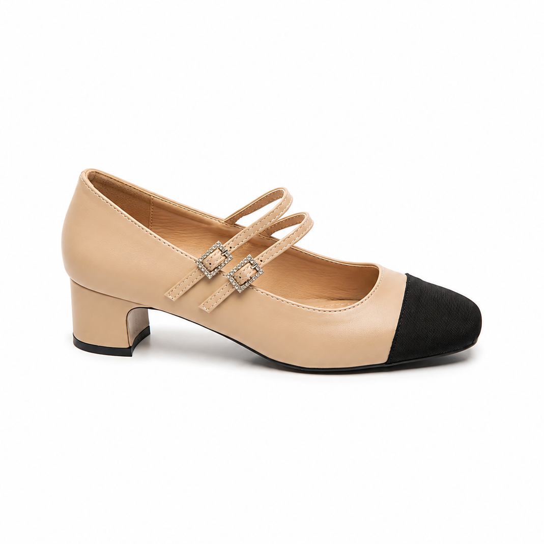 ESCARPINS CLASSIQUE TALONS CARRE _ BEIGE