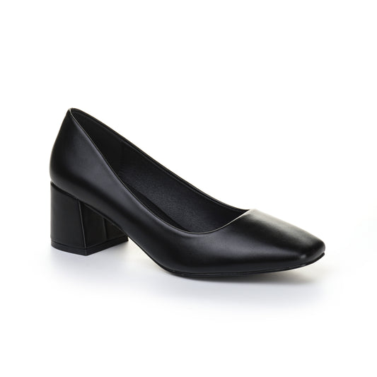 ESCARPIN A TALON CARRE  _ NOIR