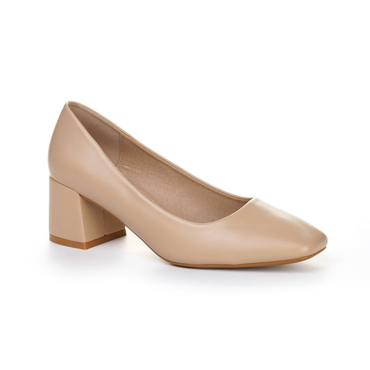 ESCARPIN A TALON CARRE  _ BEIGE