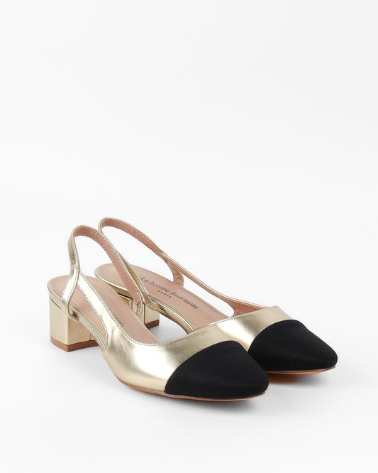 ESCARPINS CLASSIQUE TALONS CARRE _ GOLD