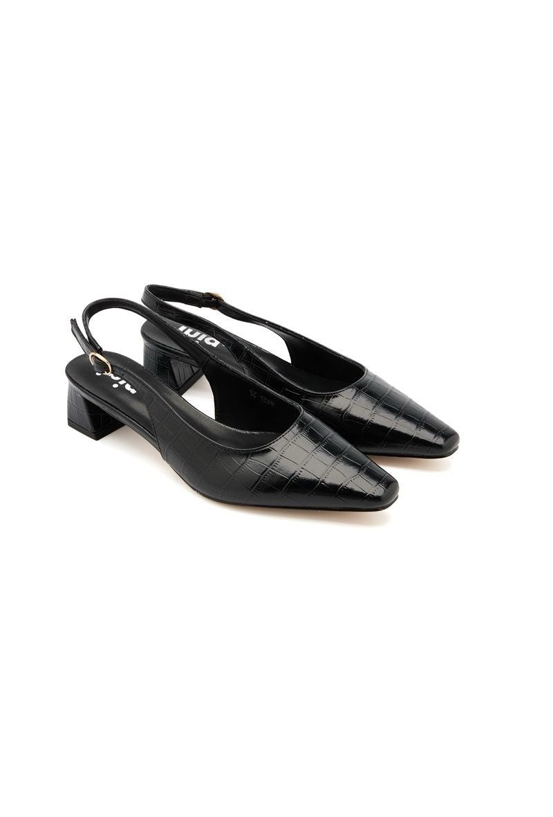 ESCARPIN A TALON CARRE  _ NOIR