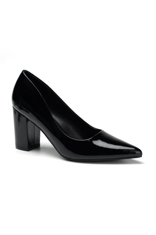 ESCARPIN A TALON CARRE  _ NOIR