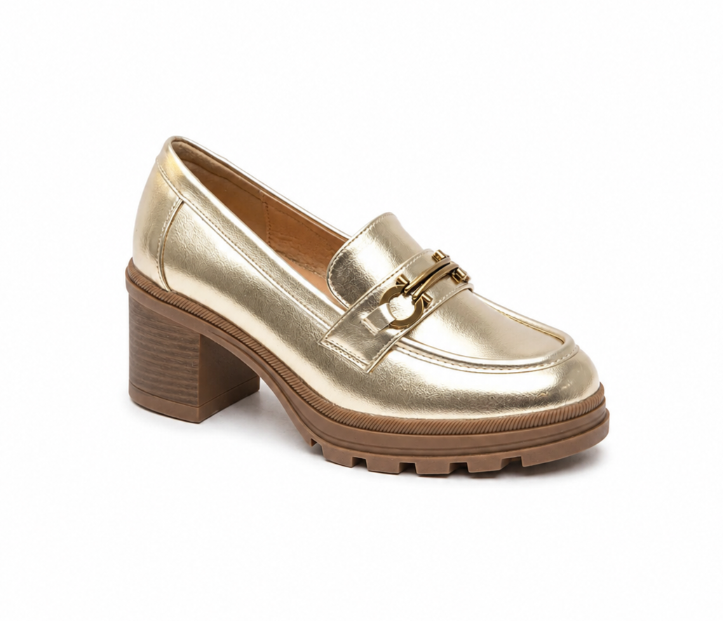 MOCASSINS A TALONS _ GOLD