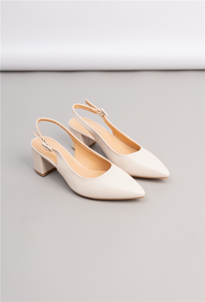 ESCARPIN A TALON CARRE  _ BLANC