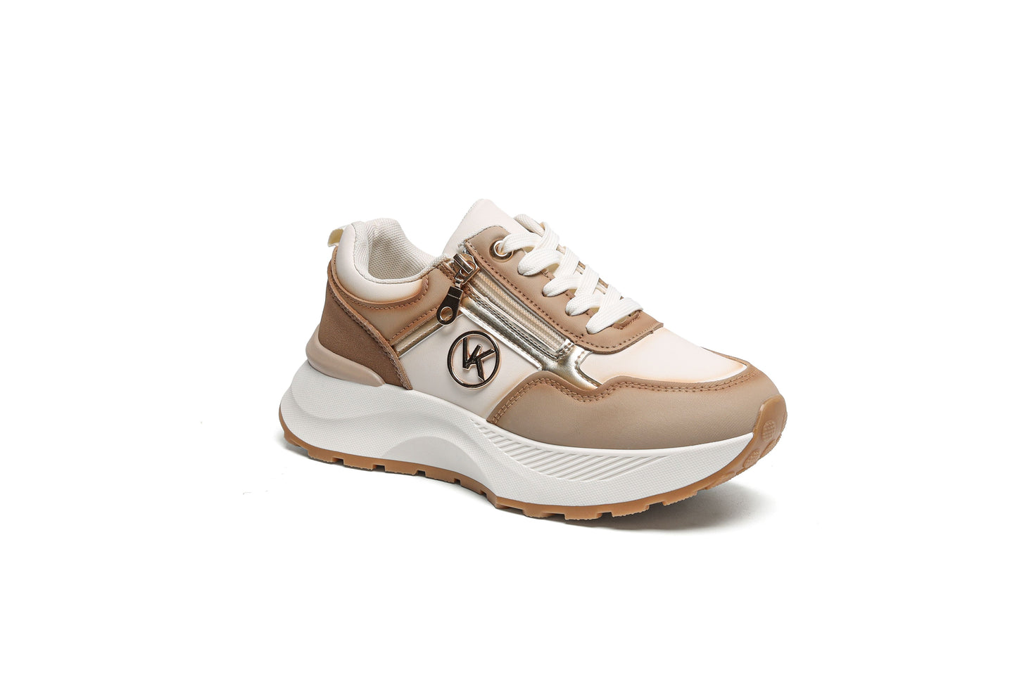 Baskets Chic Compensées _ Beige Caramel