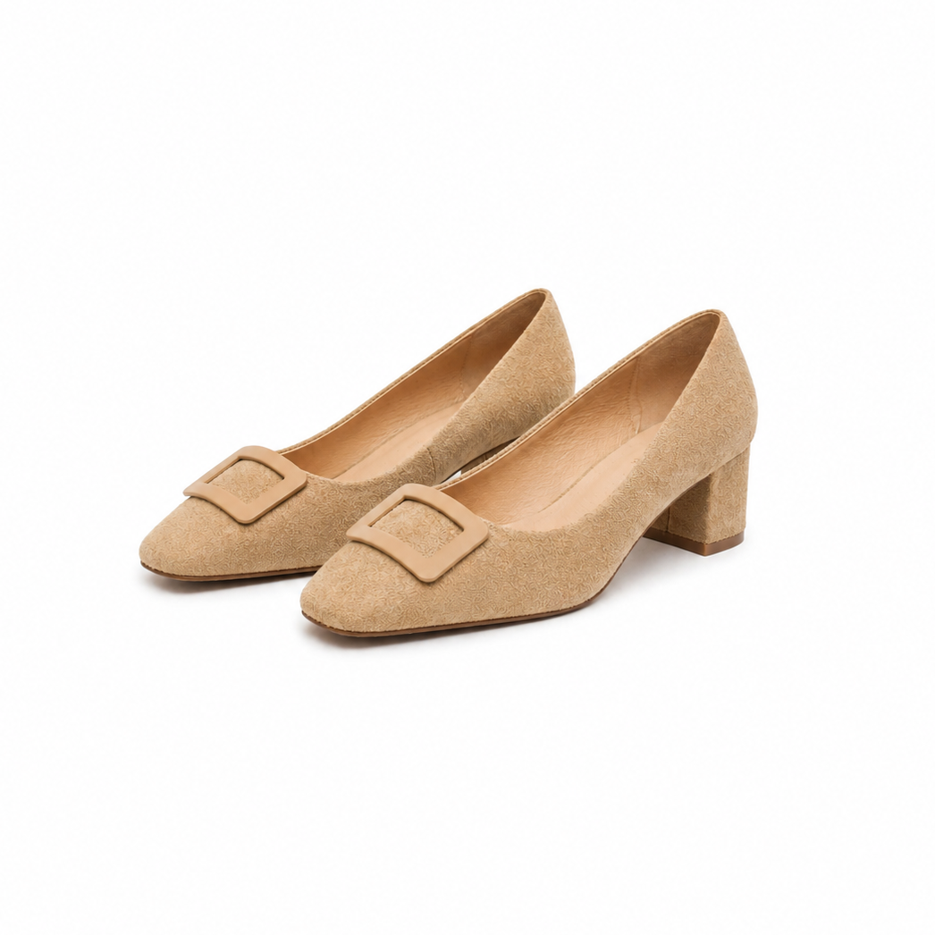 ESCARPIN A TALON CARRE  _ BEIGE