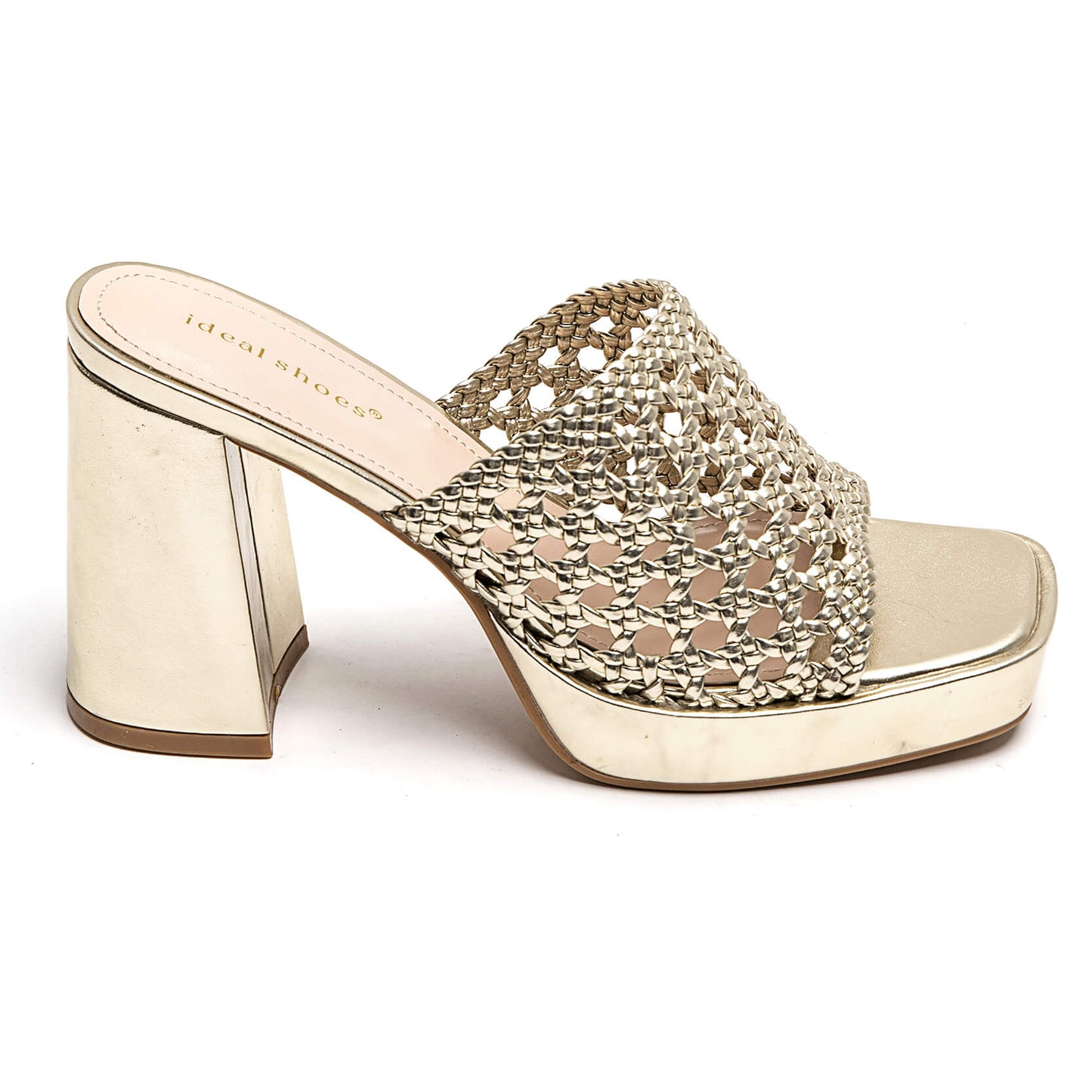 SANDALES SOIREE A TALON CARRE  _ GOLD