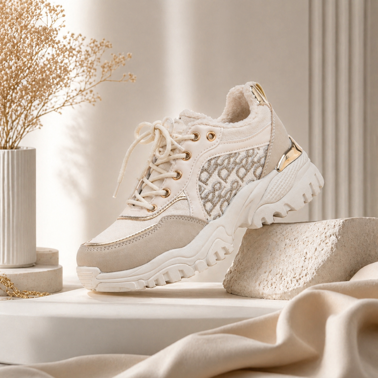Basket Chic Compensées _ Beige