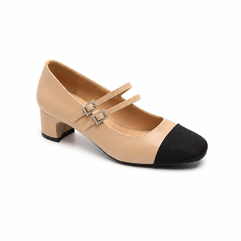 ESCARPINS CLASSIQUE TALONS CARRE _ BEIGE