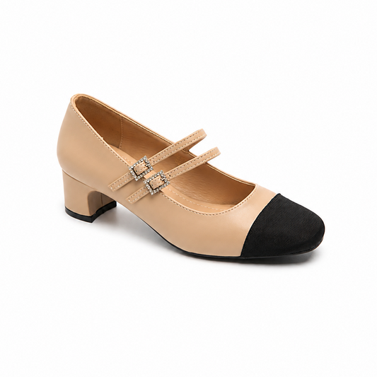 ESCARPINS CLASSIQUE TALONS CARRE _ BEIGE
