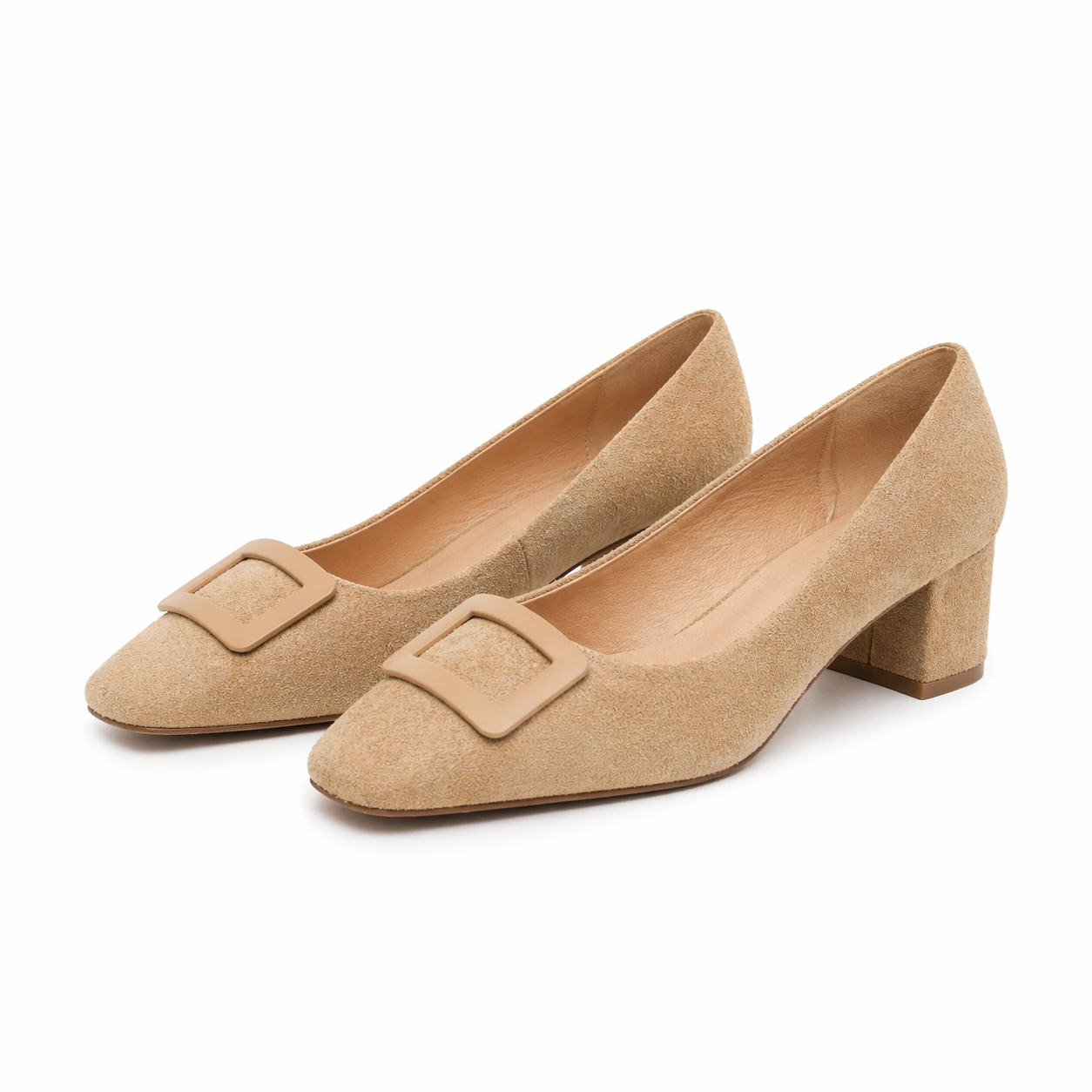 ESCARPIN A TALON CARRE  _ BEIGE