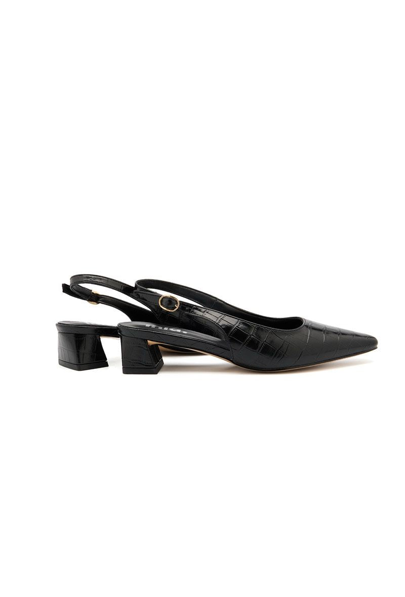 ESCARPIN A TALON CARRE  _ NOIR