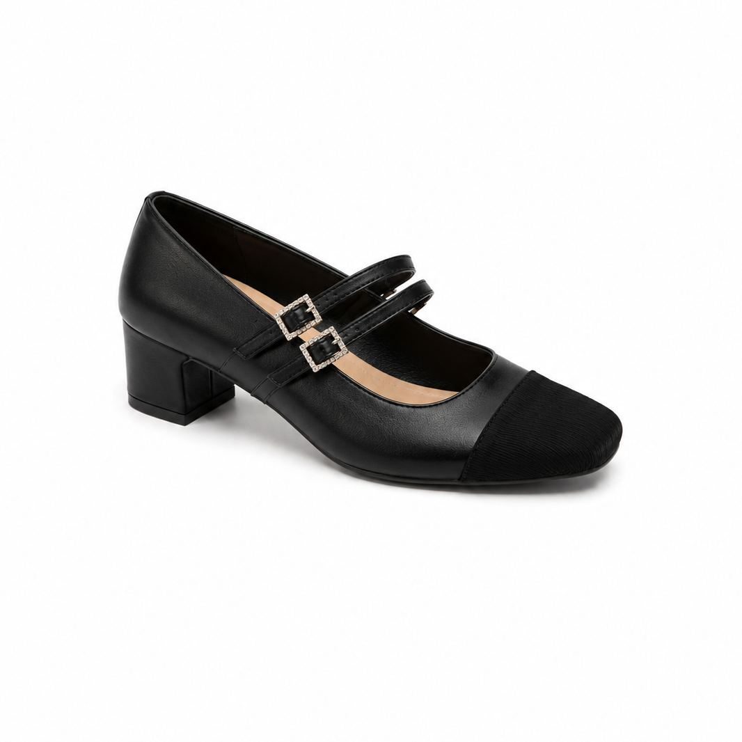 ESCARPINS CLASSIQUE TALONS CARRE _ NOIR