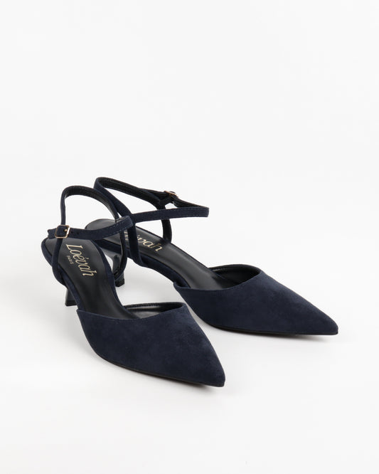 ESCARPIN A TALON CARRE  _ BLEU