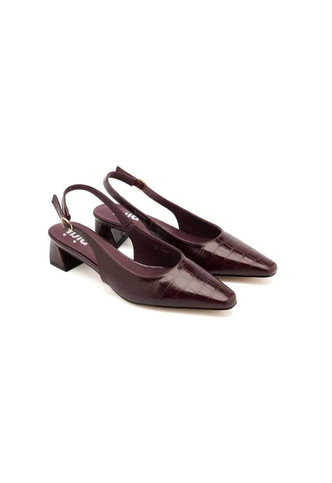 ESCARPIN A TALON CARRE  _ BORDEAU