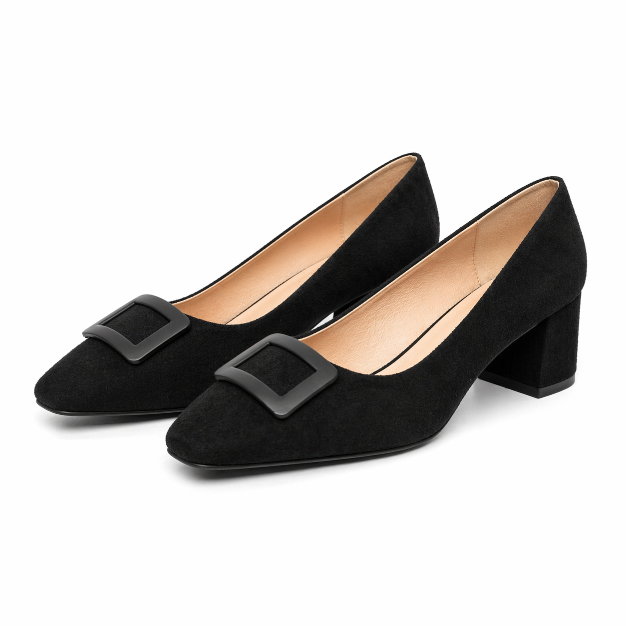 ESCARPIN A TALON CARRE  _ NOIR