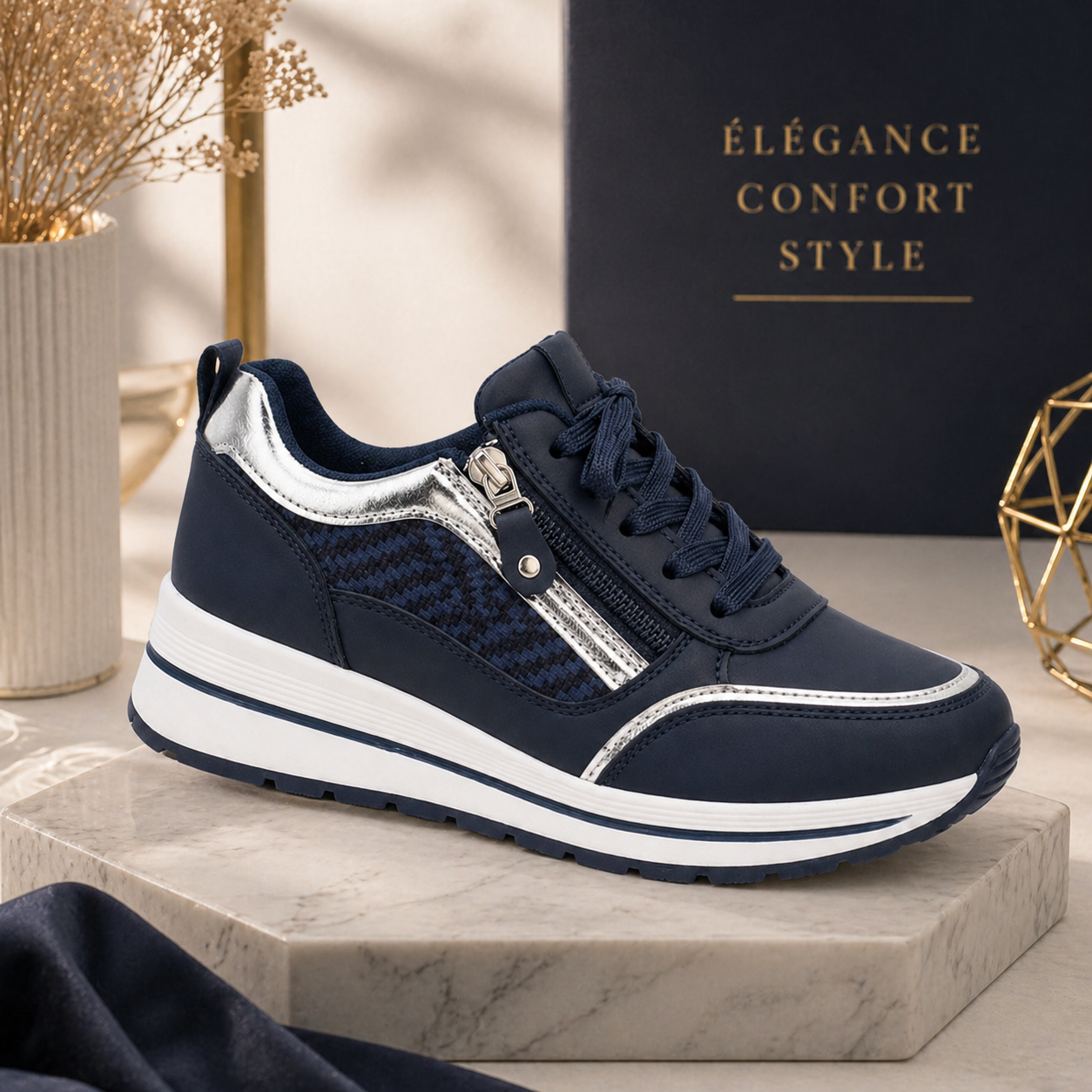 Basket Chic Compensées _ Bleu