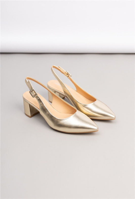 ESCARPIN A TALON CARRE  _ GOLD