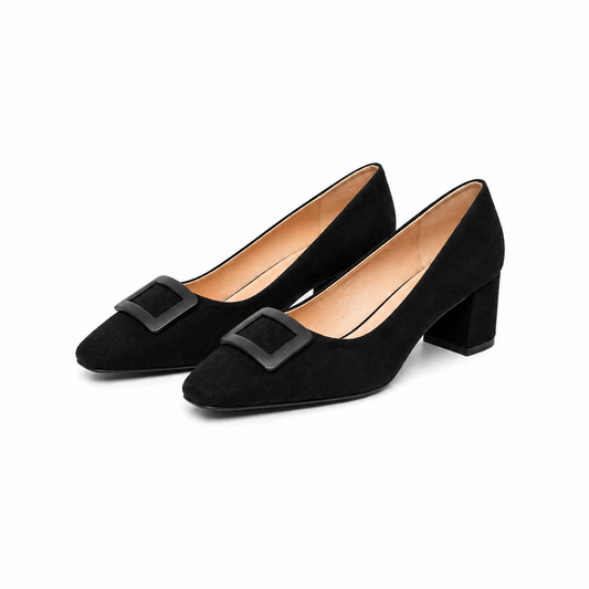 ESCARPIN A TALON CARRE  _ NOIR