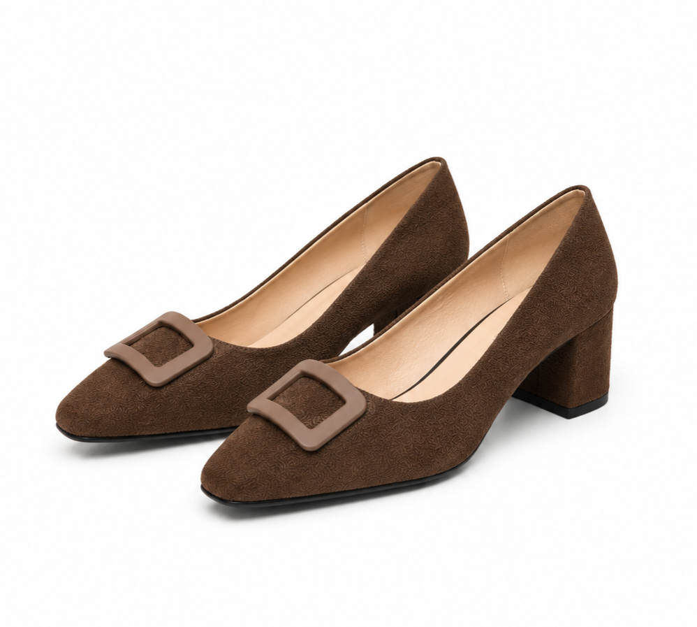 ESCARPIN A TALON CARRE  _ BROWN