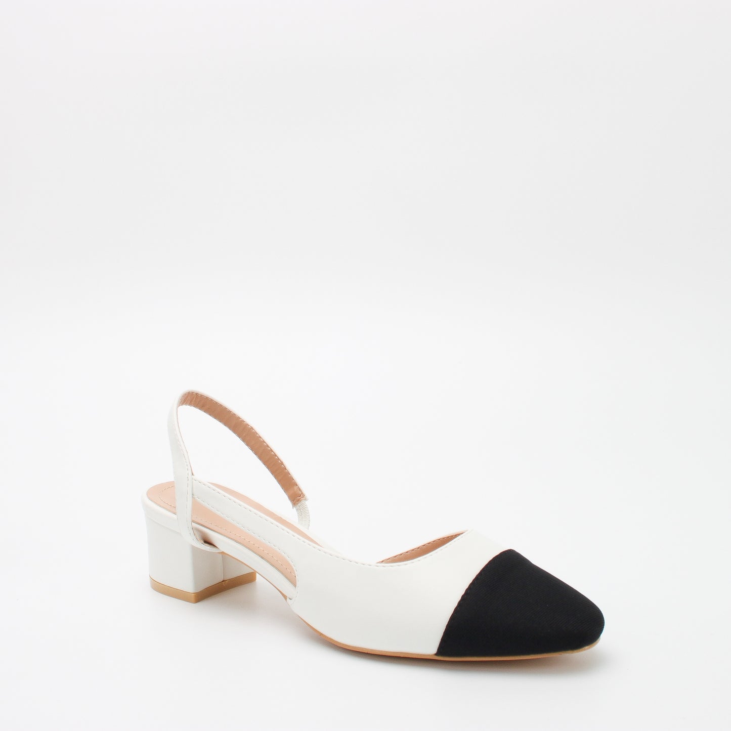 ESCARPINS CLASSIQUE TALONS CARRE _ BLANC