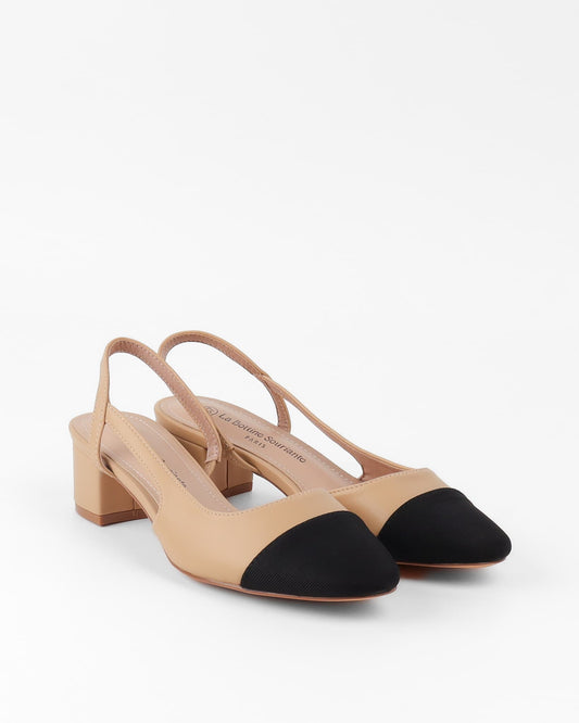 ESCARPINS CLASSIQUE TALONS CARRE _ NUDE